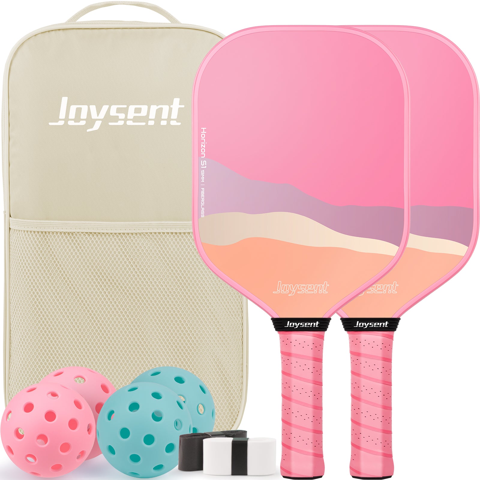Horizon S1 Fiberglass 13mm Pickleball Paddle Set Pink