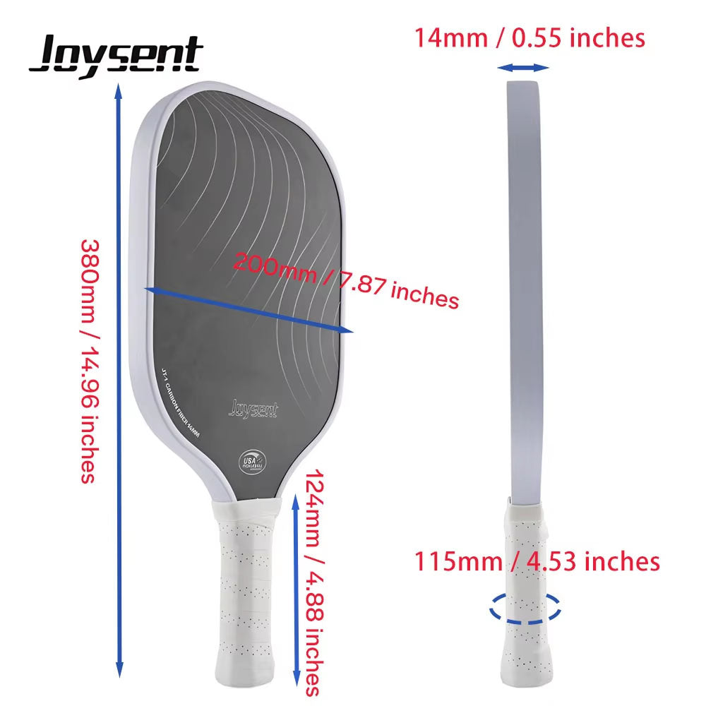 Pickleball Paddle Racket JT-1 USAPA Approved T300 Carbon Fiber Smooth-faced Control PP Honeycomb 14mm for Men and Women