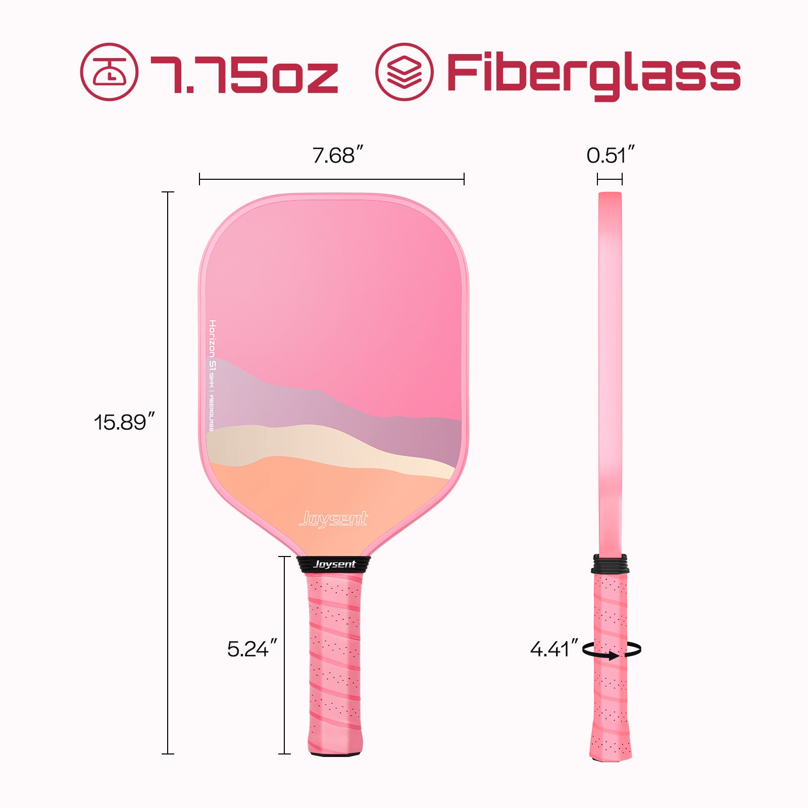 Horizon S1 Fiberglass Pickleball Paddle 13mm Pink
