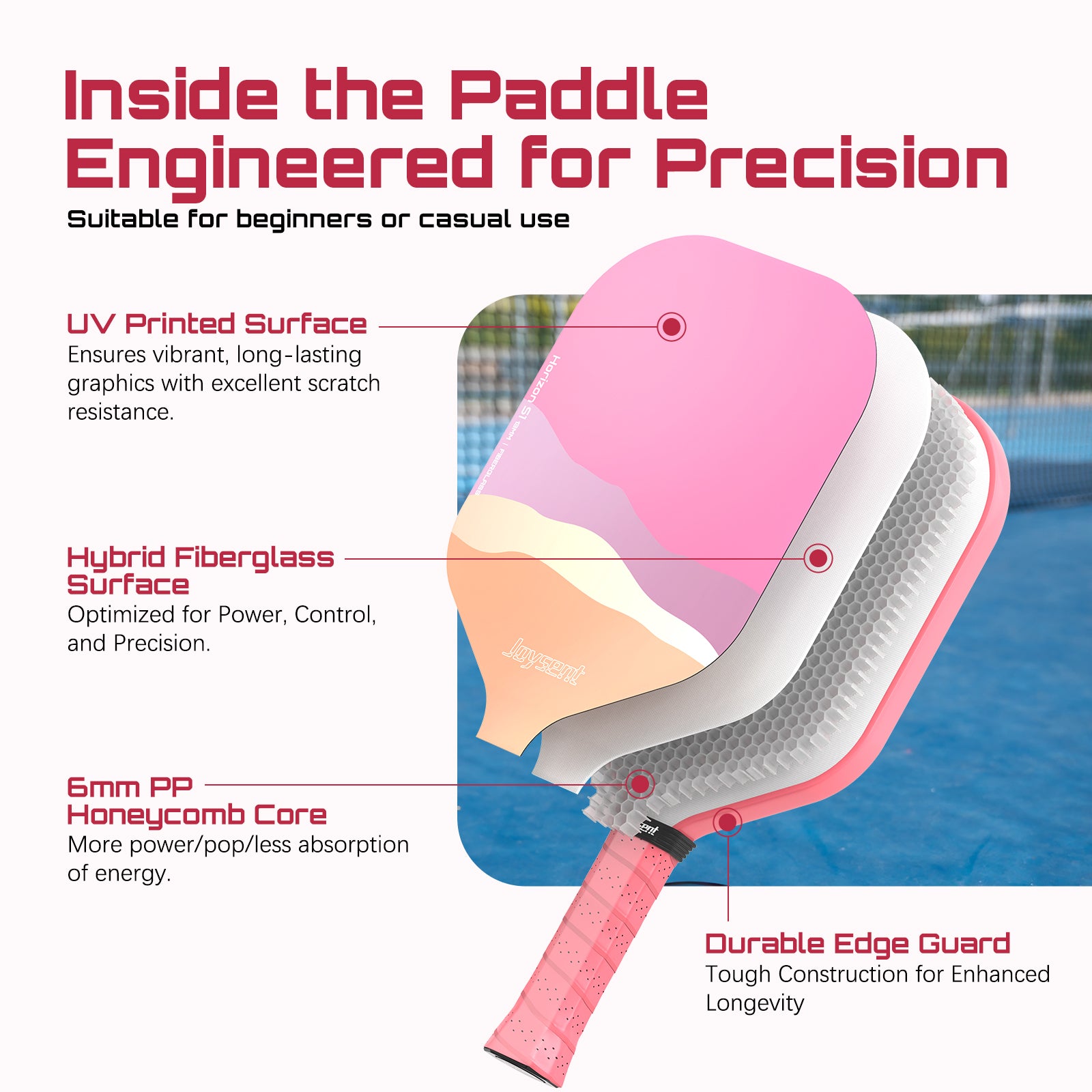 Horizon S1 Fiberglass Pickleball Paddle 13mm Pink