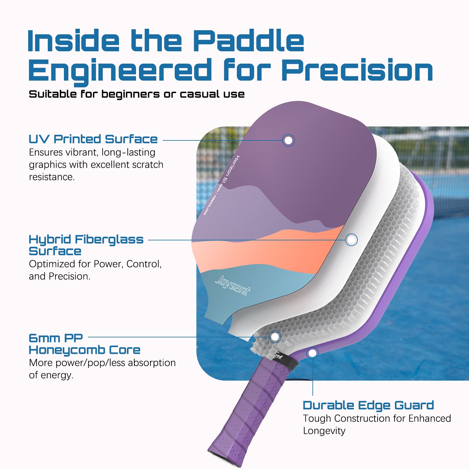Horizon S1 Fiberglass Pickleball Paddle 13mm Purple