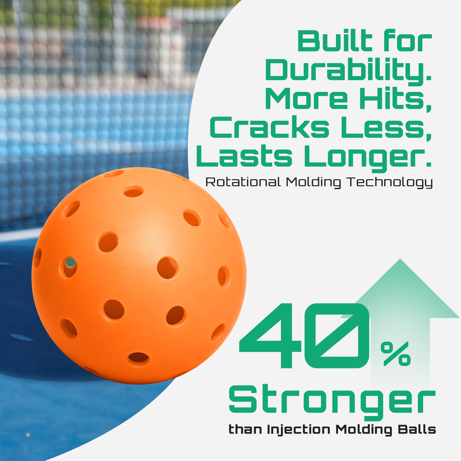 40-Hole Rotational Molded Competition-Grade Pickleball Orange