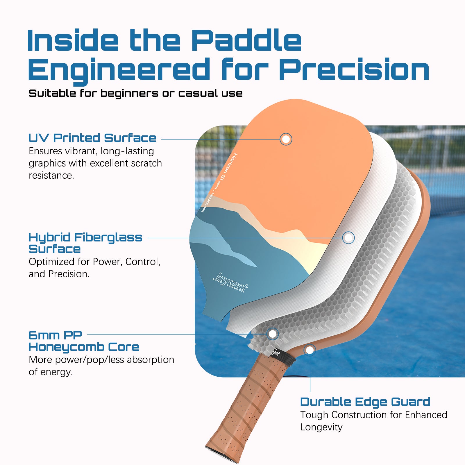 Horizon S1 Fiberglass 13mm Pickleball Paddle Set Brown