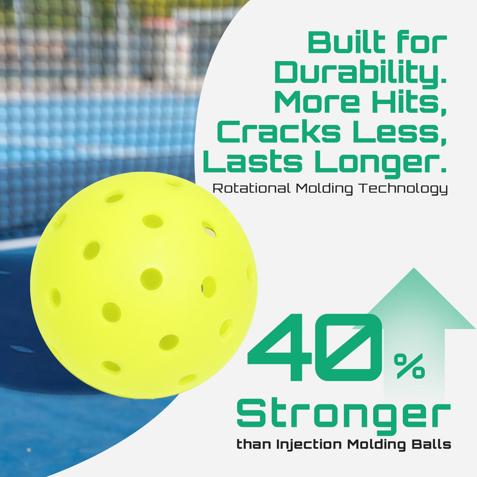 40-Hole Rotational Molded Competition-Grade Pickleball Neon Yellow