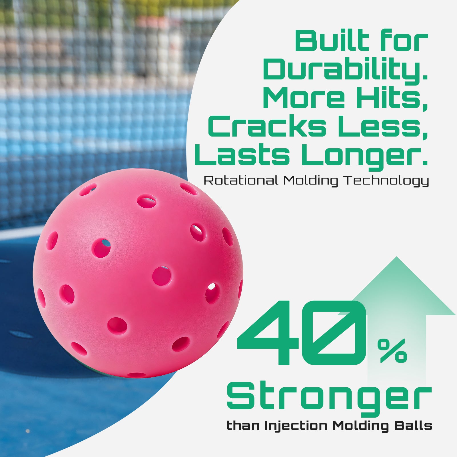 40-Hole Rotational Molded Competition-Grade Pickleball Pink
