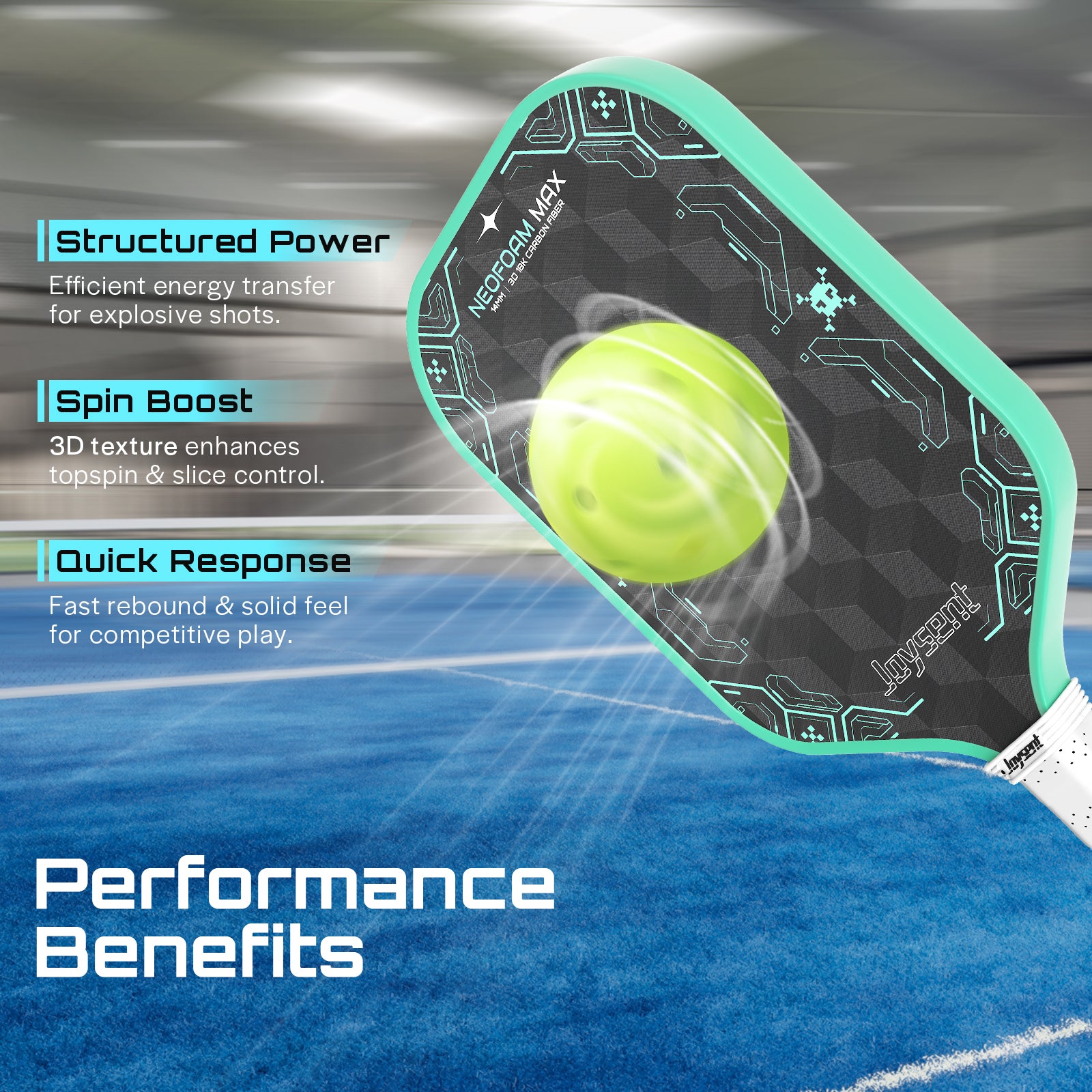 NeoFoam - Necrostar 3D 18K Carbon Fiber Pickleball Paddle 14mm