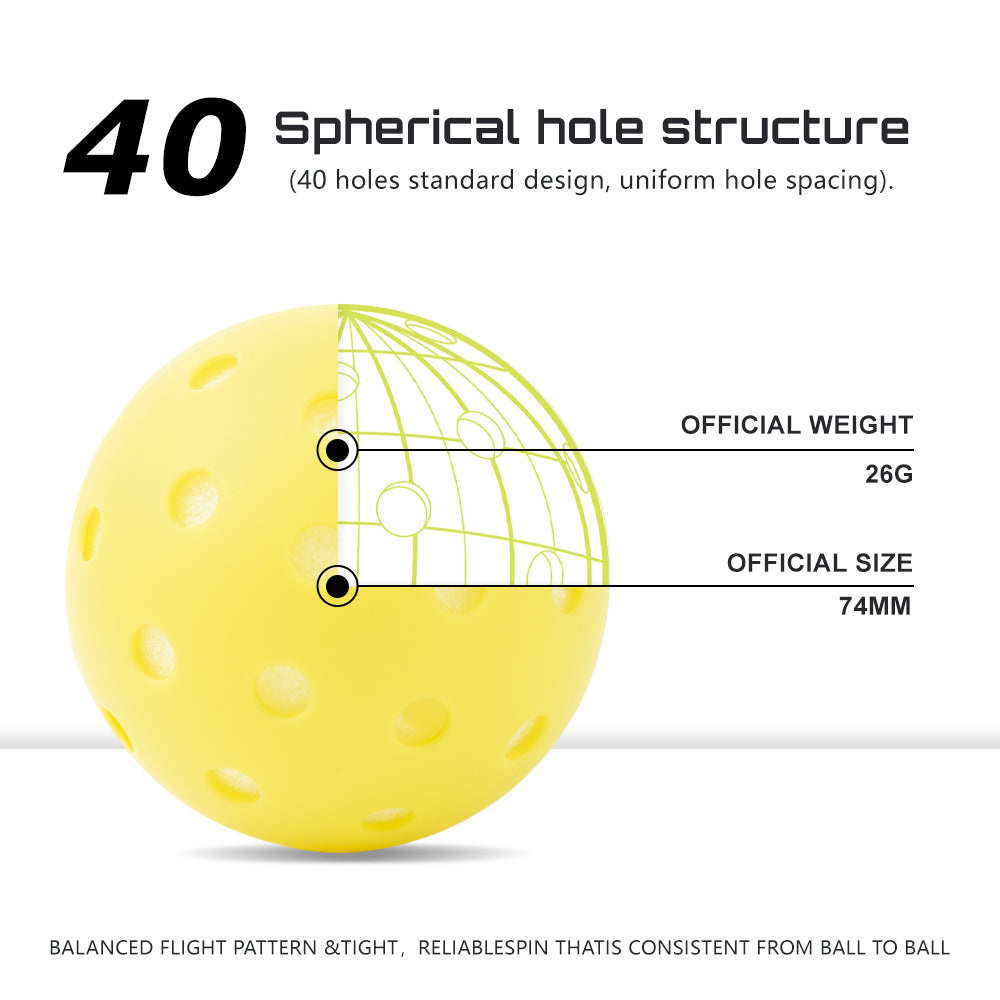 Durable Indoor Sponge Pickleball Balls 40 Holes 74mm Training Paddle Ball TPE Plastic Competition Practice