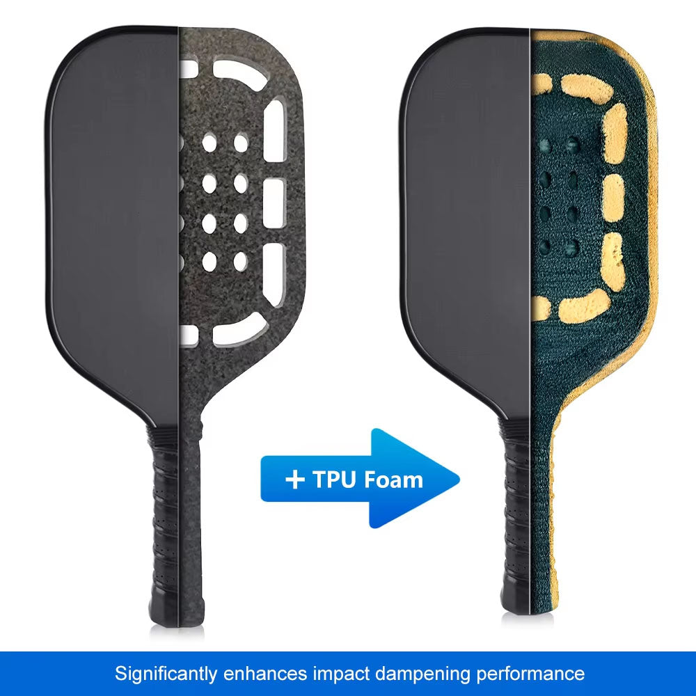 Gen 4th Pickleball Paddle Racket 100% Foam Core & TPU Foam Fiberglass T700 Carbon Fiber Spin Control Power Thermoformed