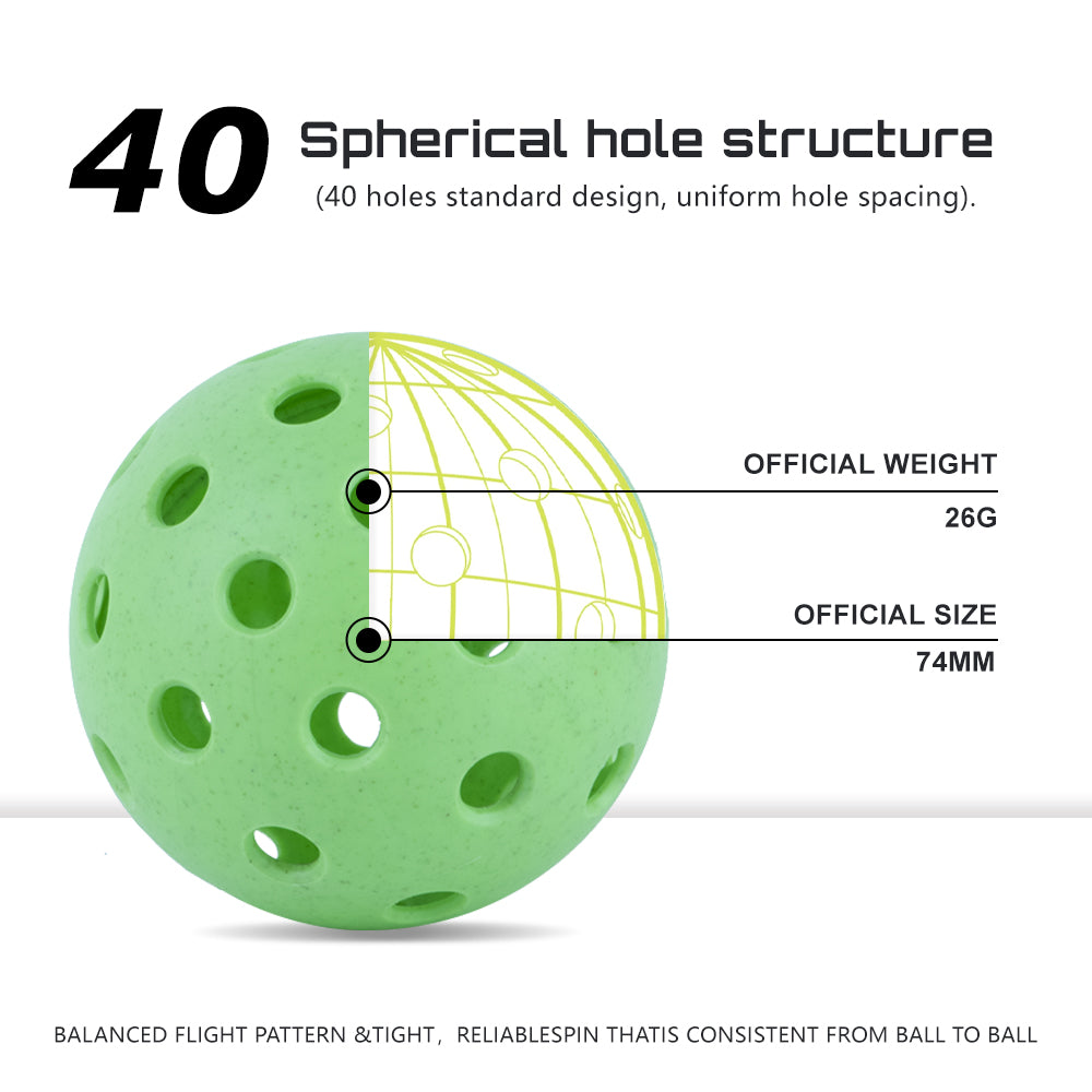 Outdoor Biodegradable Pickleball Balls 40 Holes 74mm Training Paddle Ball Competition Practice