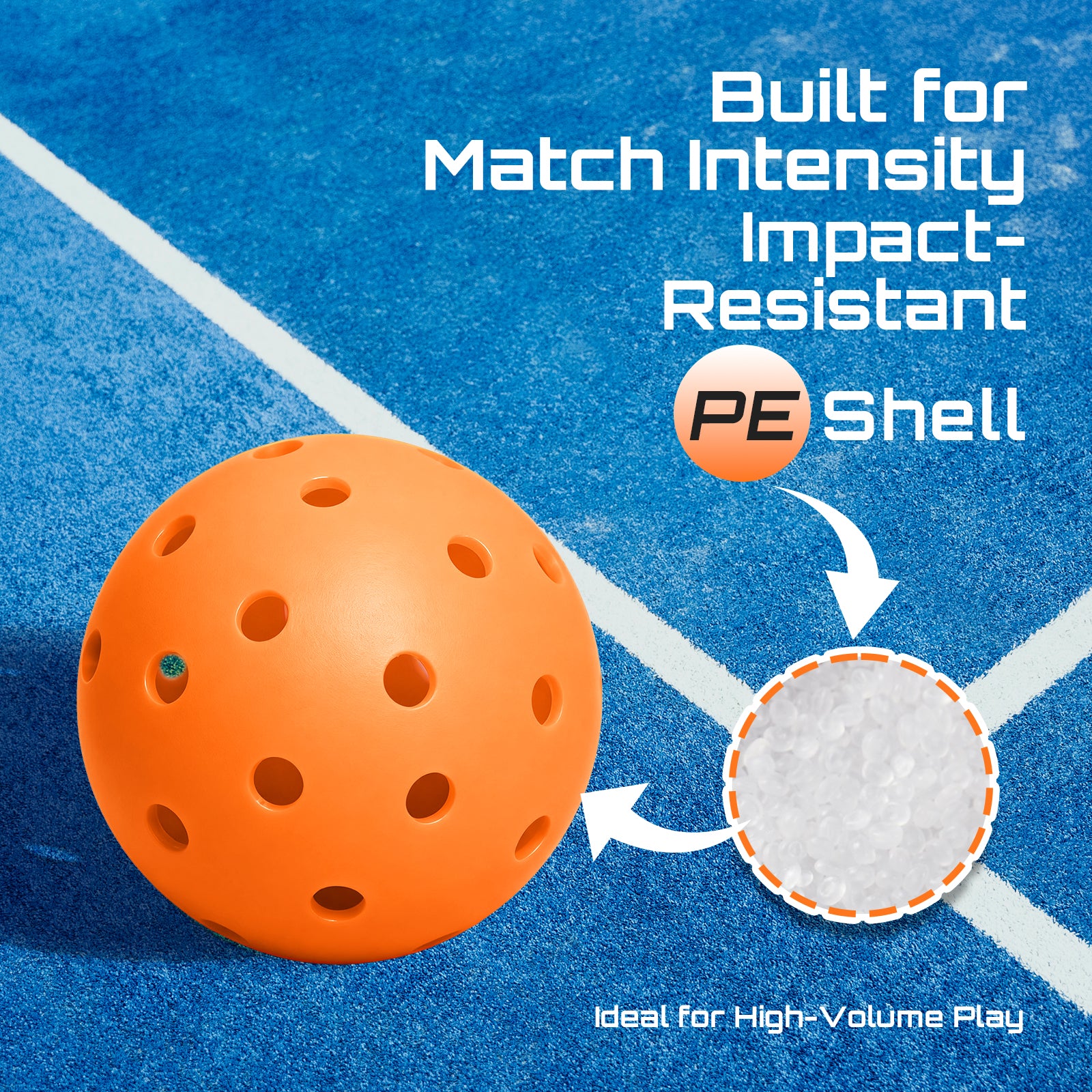 40-Hole Rotational Molded Competition-Grade Pickleball Orange