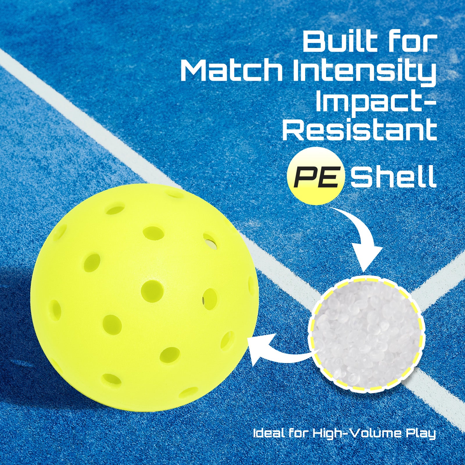 40-Hole Rotational Molded Competition-Grade Pickleball Neon Yellow