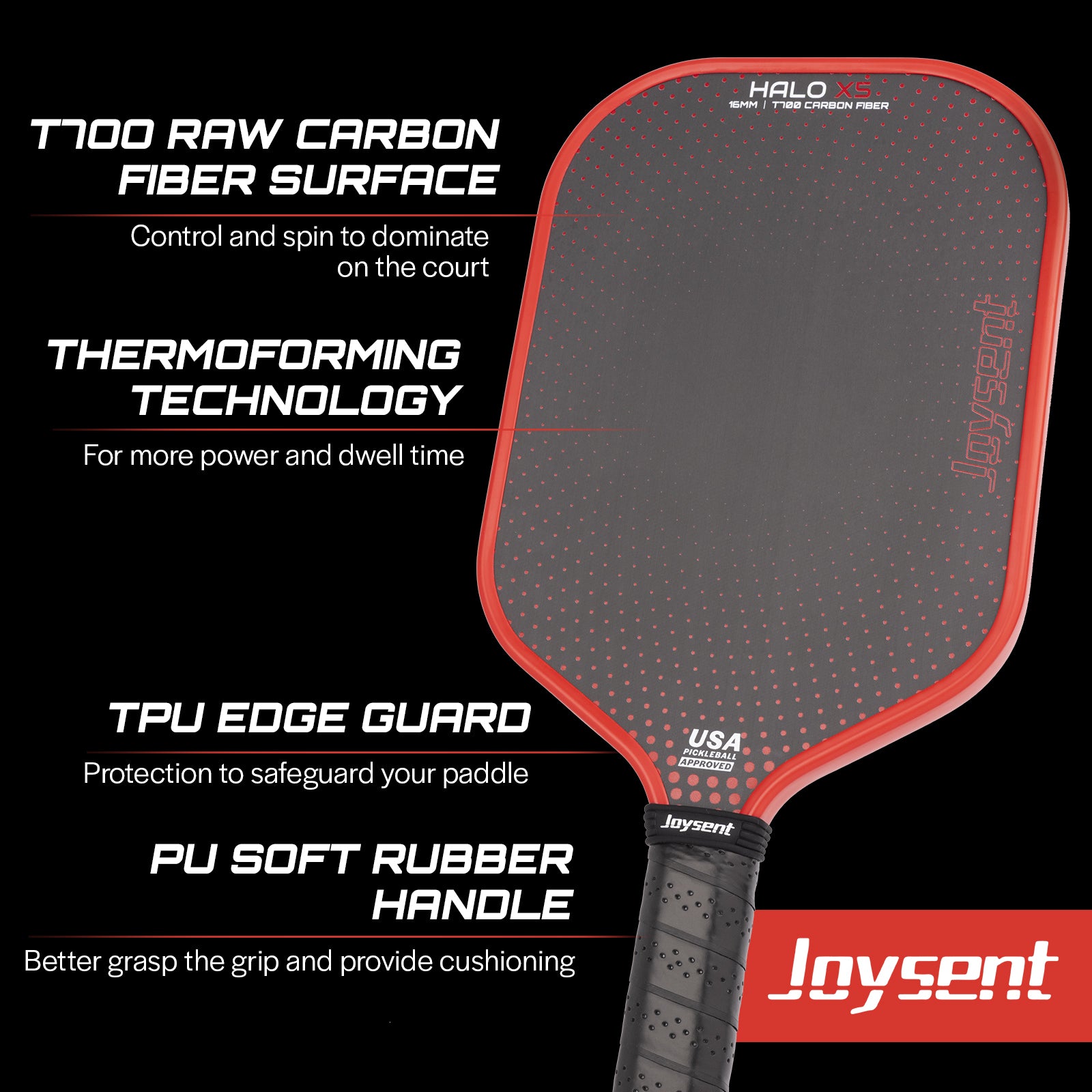 Halo X5 T700 Carbon Fiber Pickleball Paddle 16mm Hybrid