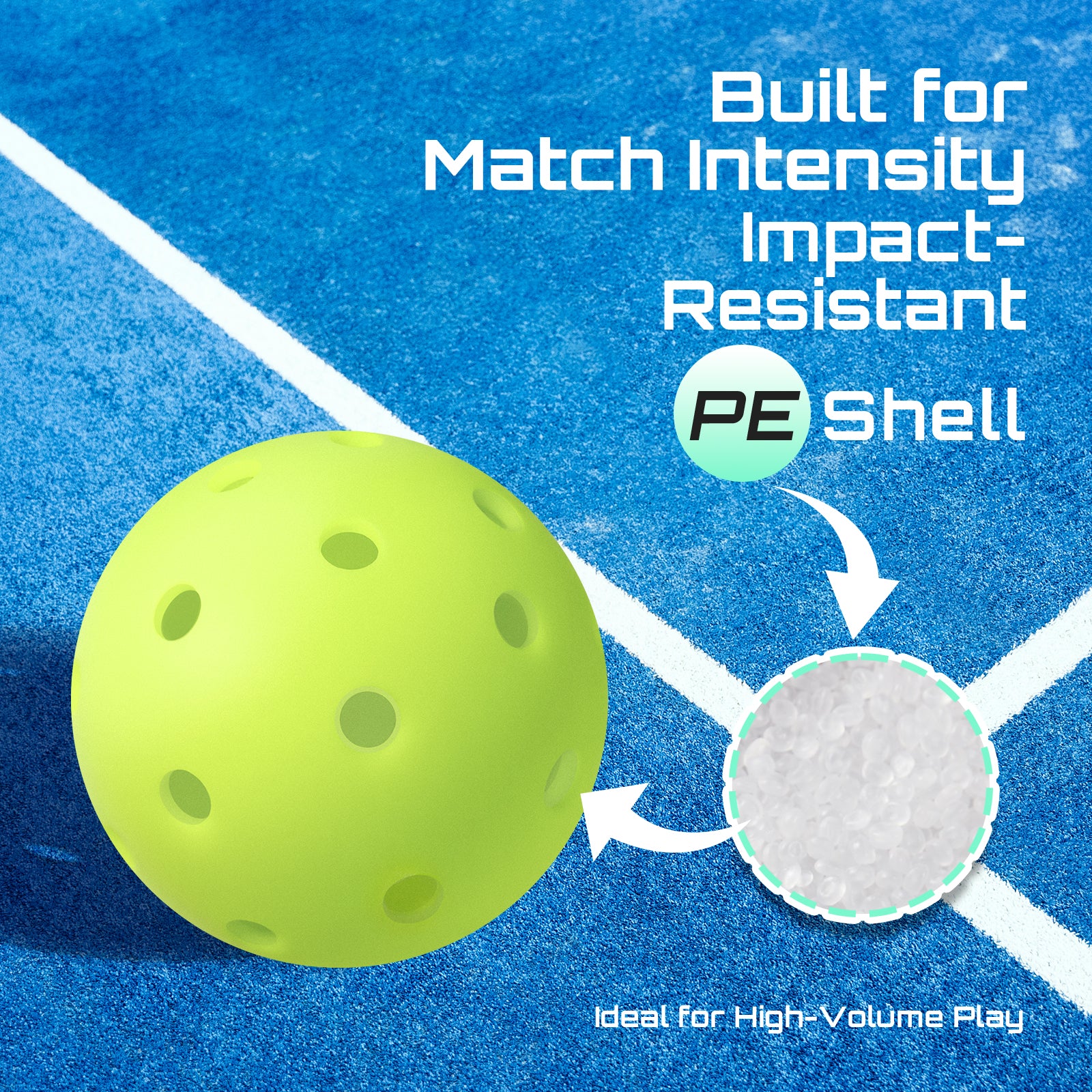 40-Hole Rotational Molded Competition-Grade Pickleball