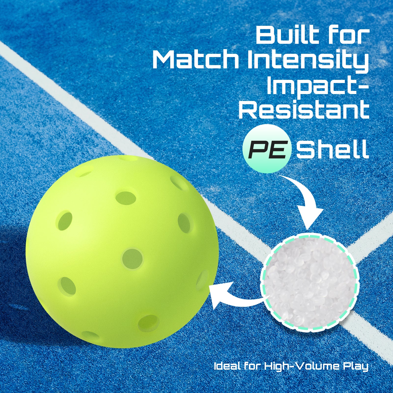 40-Hole Rotational Molded Competition-Grade Pickleball
