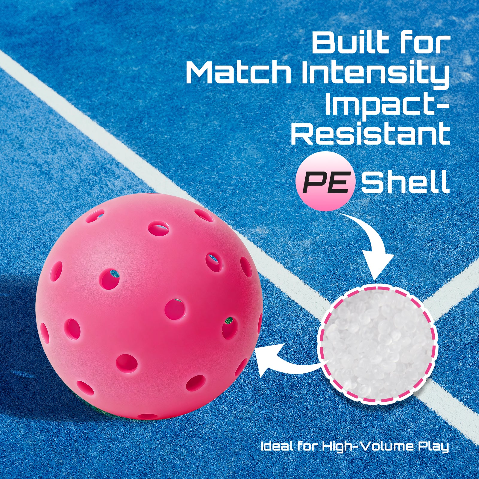 40-Hole Rotational Molded Competition-Grade Pickleball Pink
