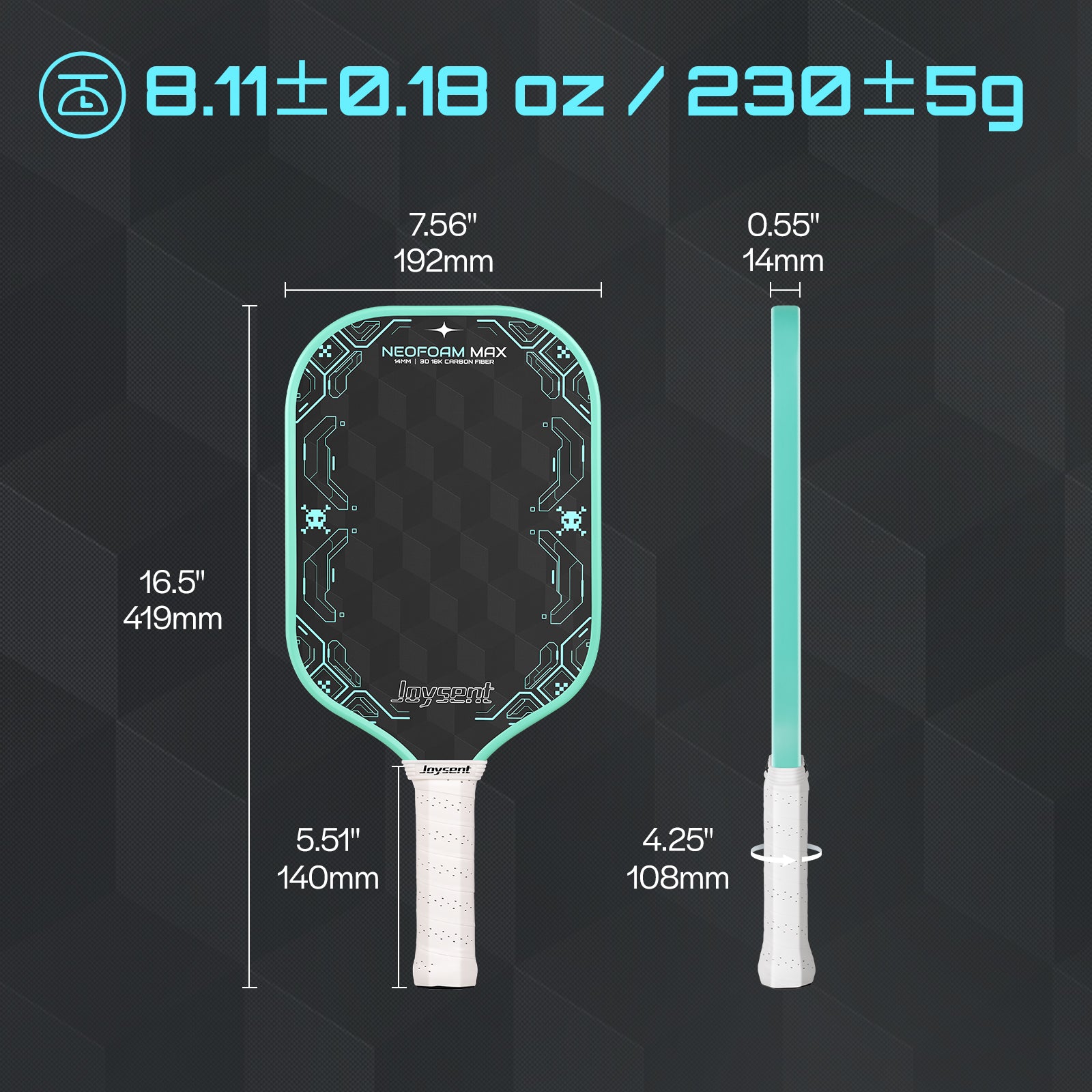 NeoFoam Max 3D 18K Carbon Fiber Pickleball Paddle 14mm