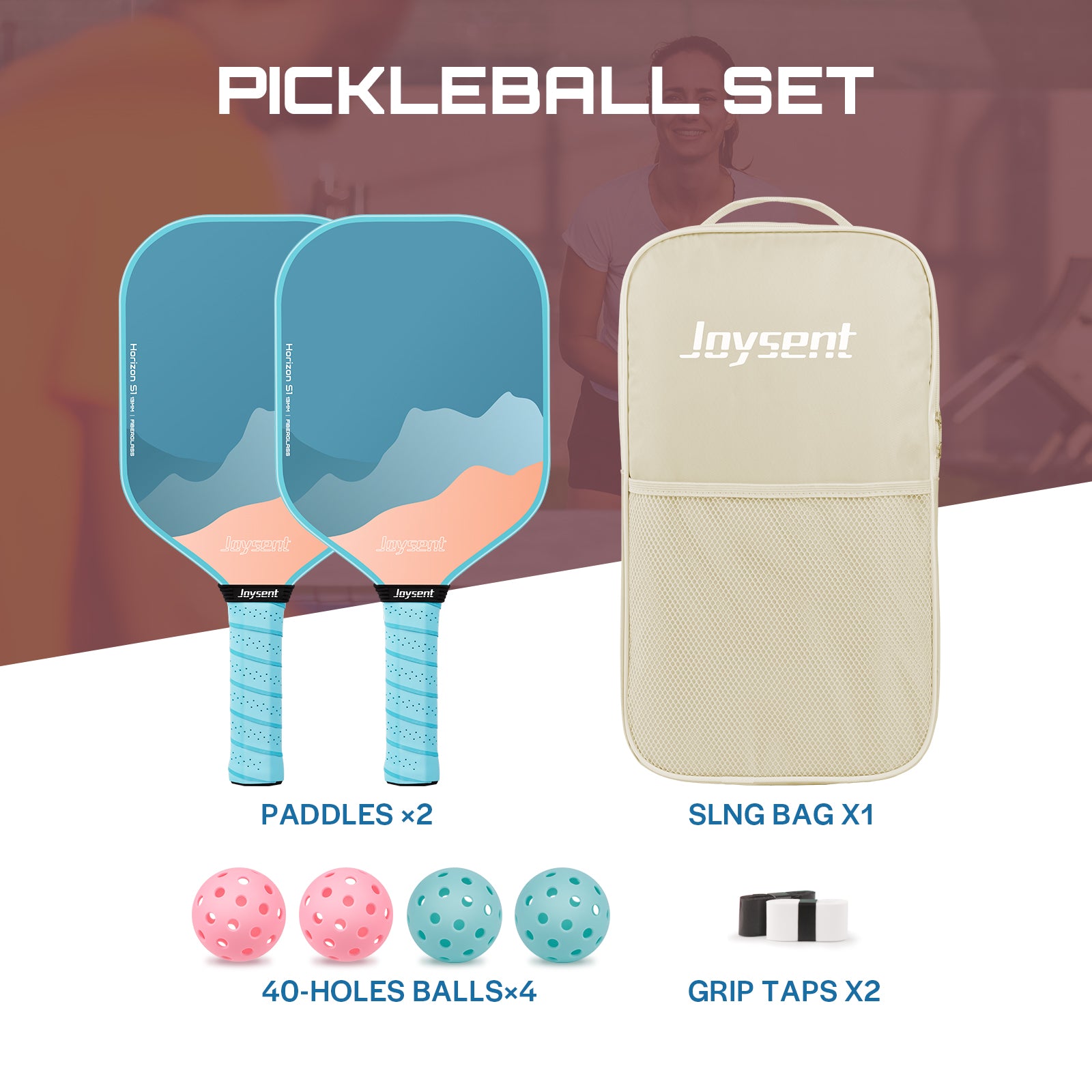 Horizon S1 Fiberglass 13mm Pickleball Paddle Set Blue