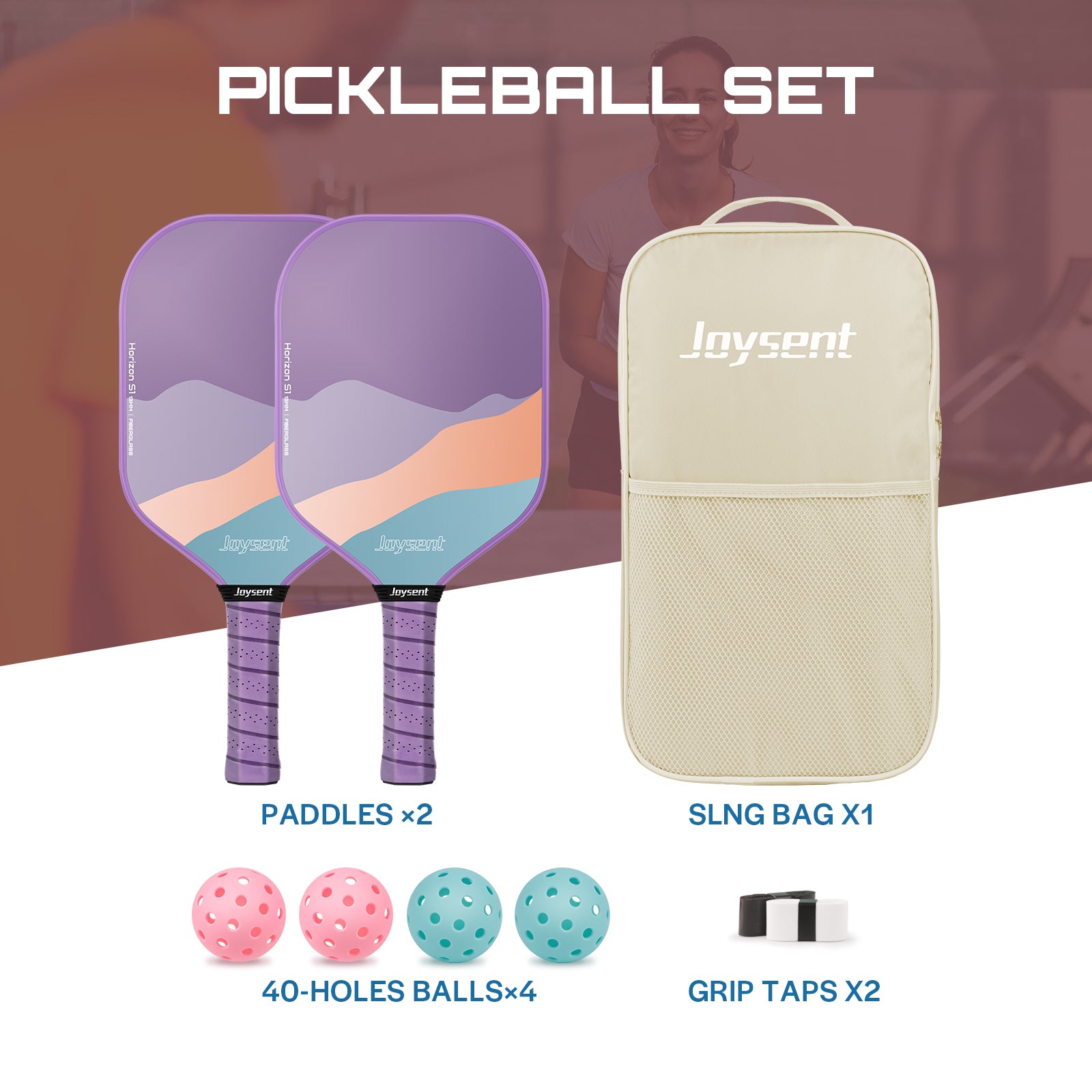 Horizon S1 Fiberglass 13mm Pickleball Paddle Set Purple