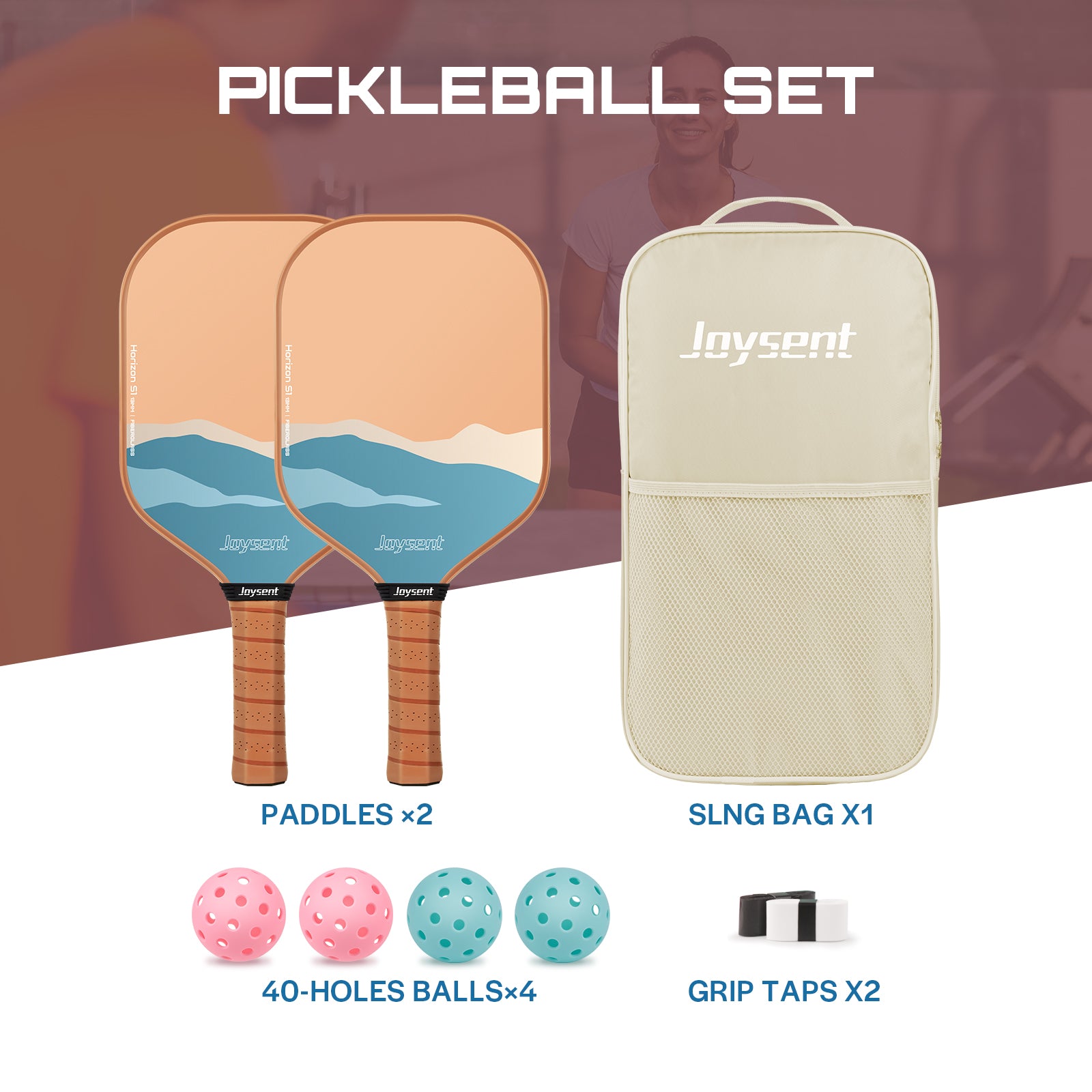 Horizon S1 Fiberglass 13mm Pickleball Paddle Set Brown