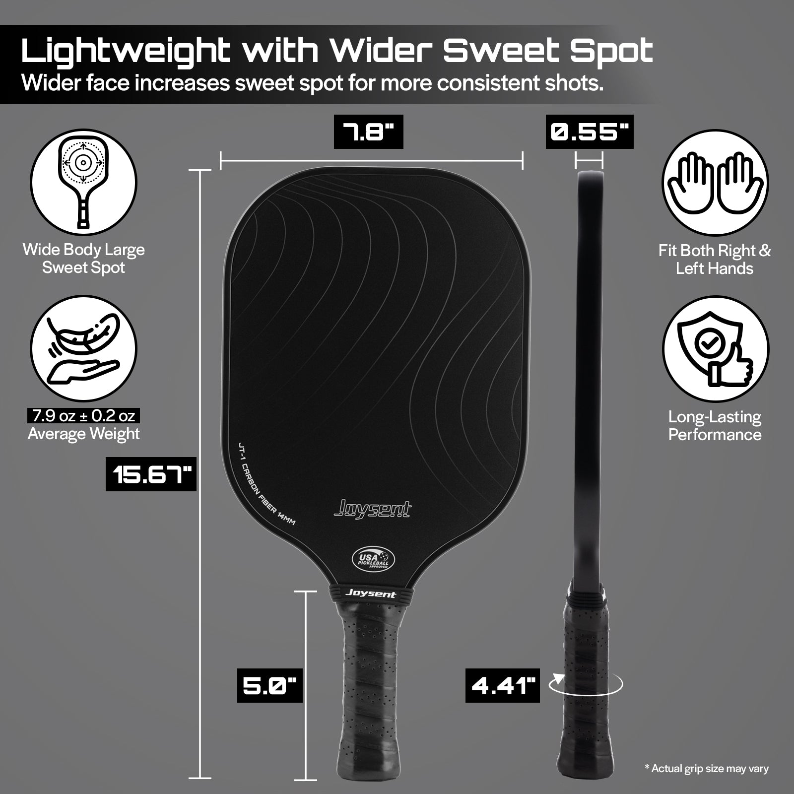 T300 Carbon Fiber 14mm Pickleball Paddle – Joysent Arcus S1