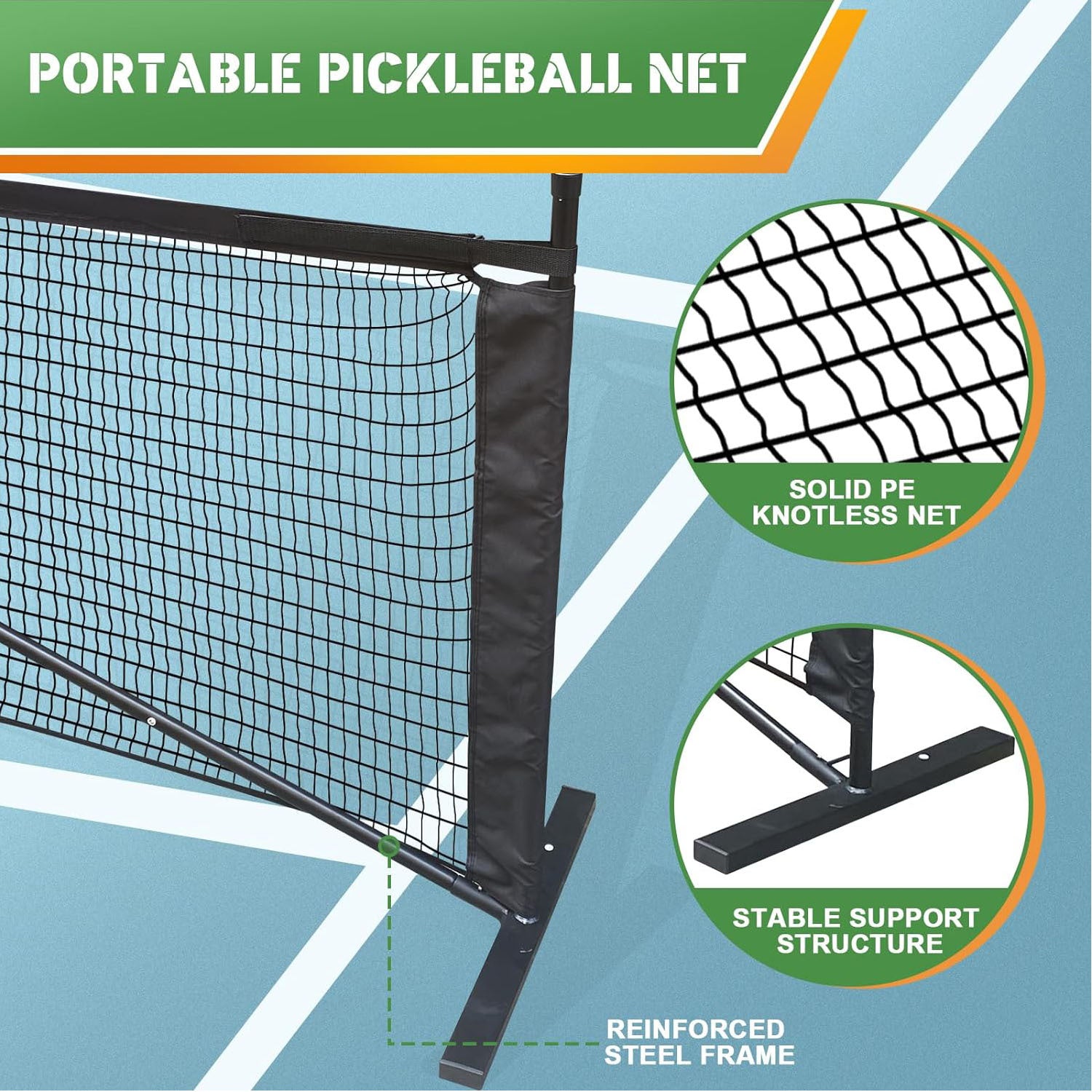 Portable Pickleball Net Set-22 FT Regulation Size