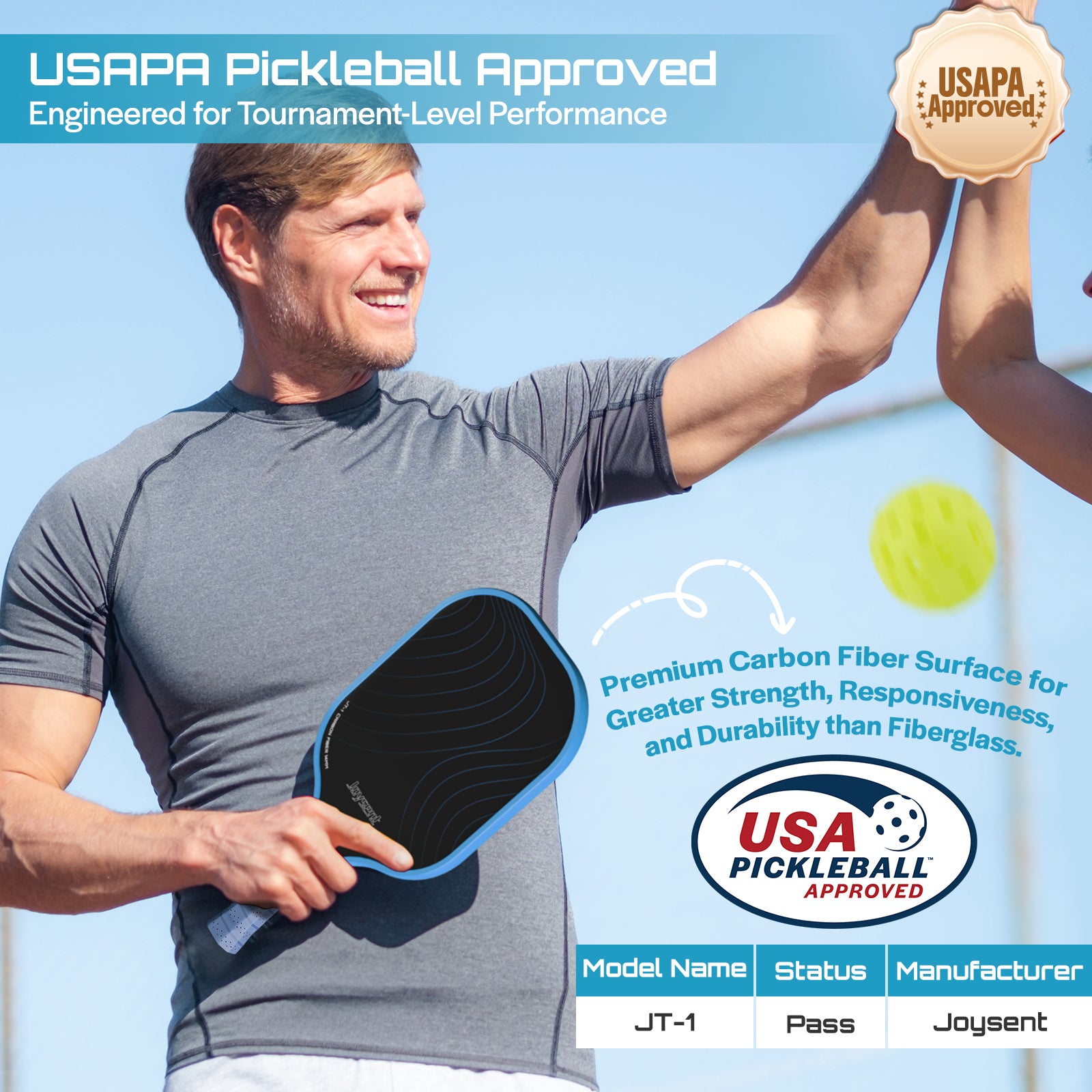 Arcus S1 T300 Carbon Fiber Pickleball Paddle 14mm Blue
