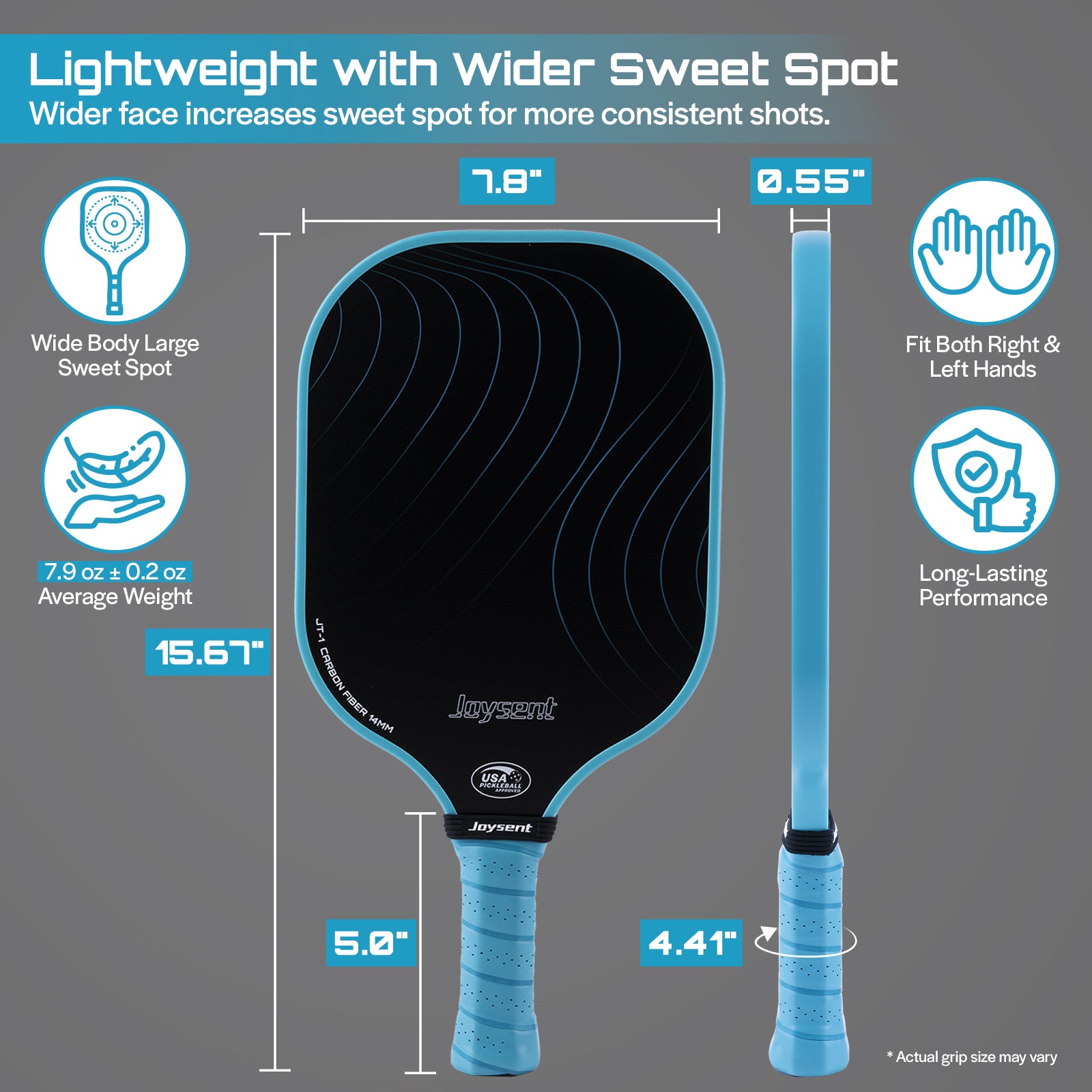 Arcus S1 T300 Carbon Fiber Pickleball Paddle 14mm Blue