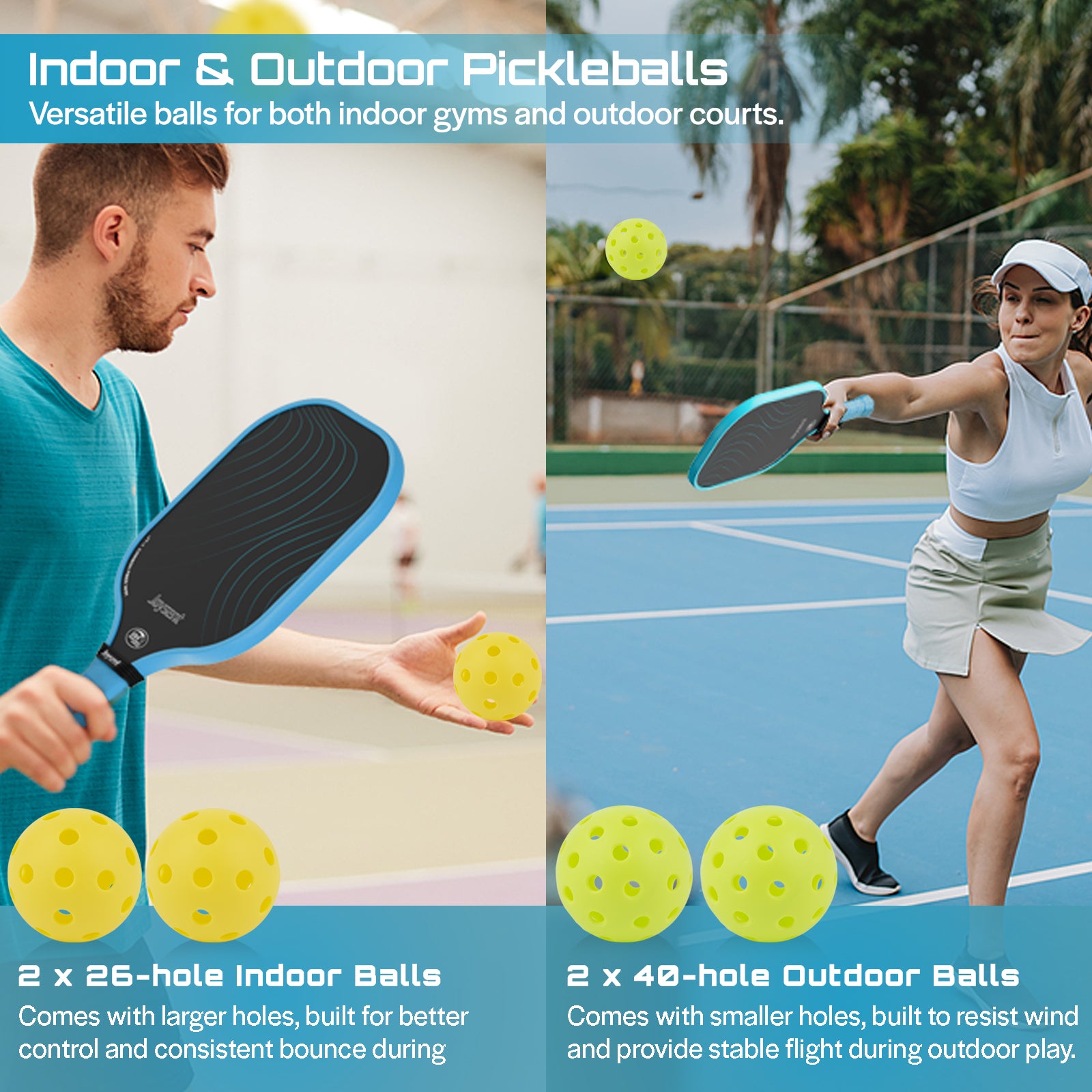 Arcus S1 T300 Carbon Fiber Pickleball Paddle Set 14mm Blue