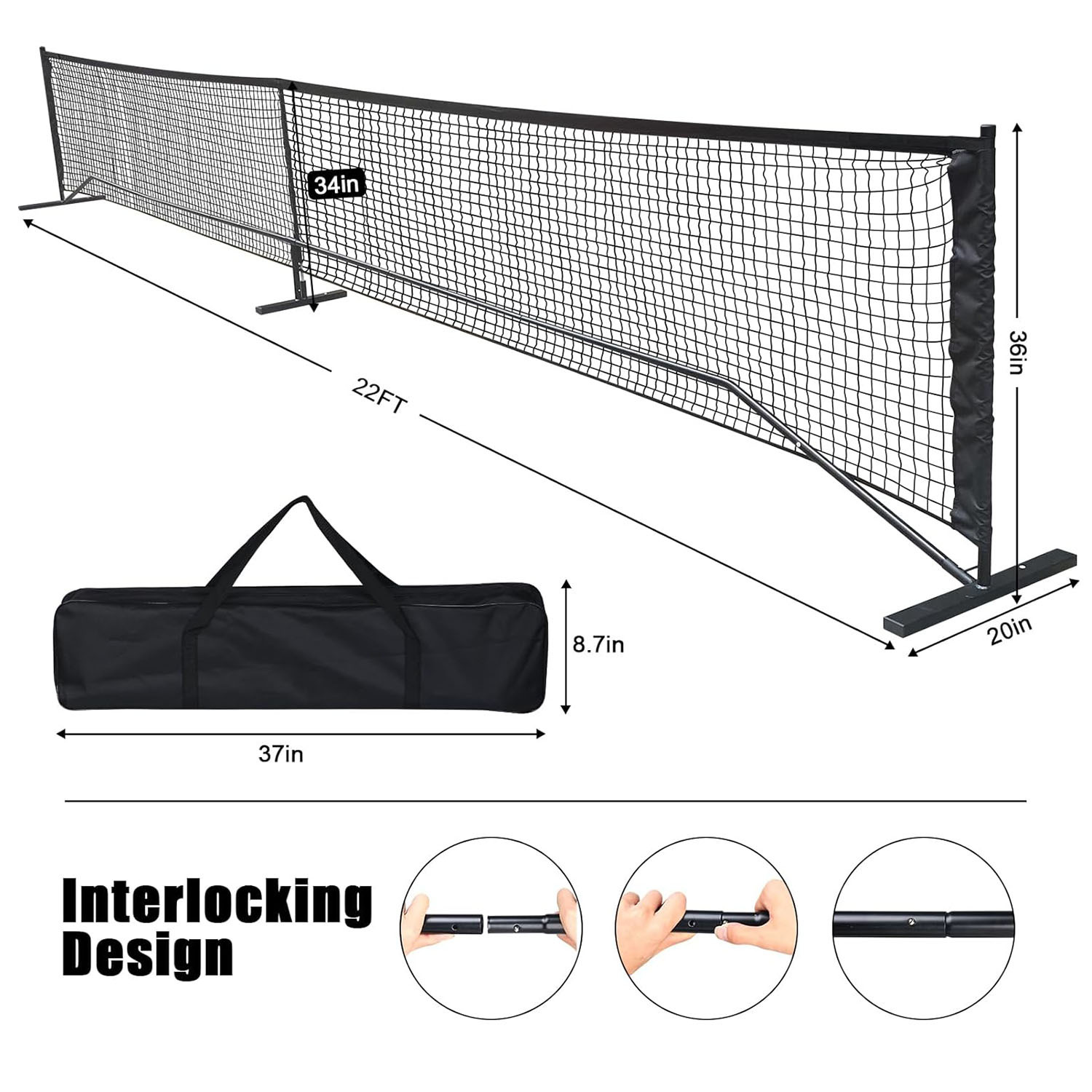 Portable Pickleball Net Set-22 FT Regulation Size