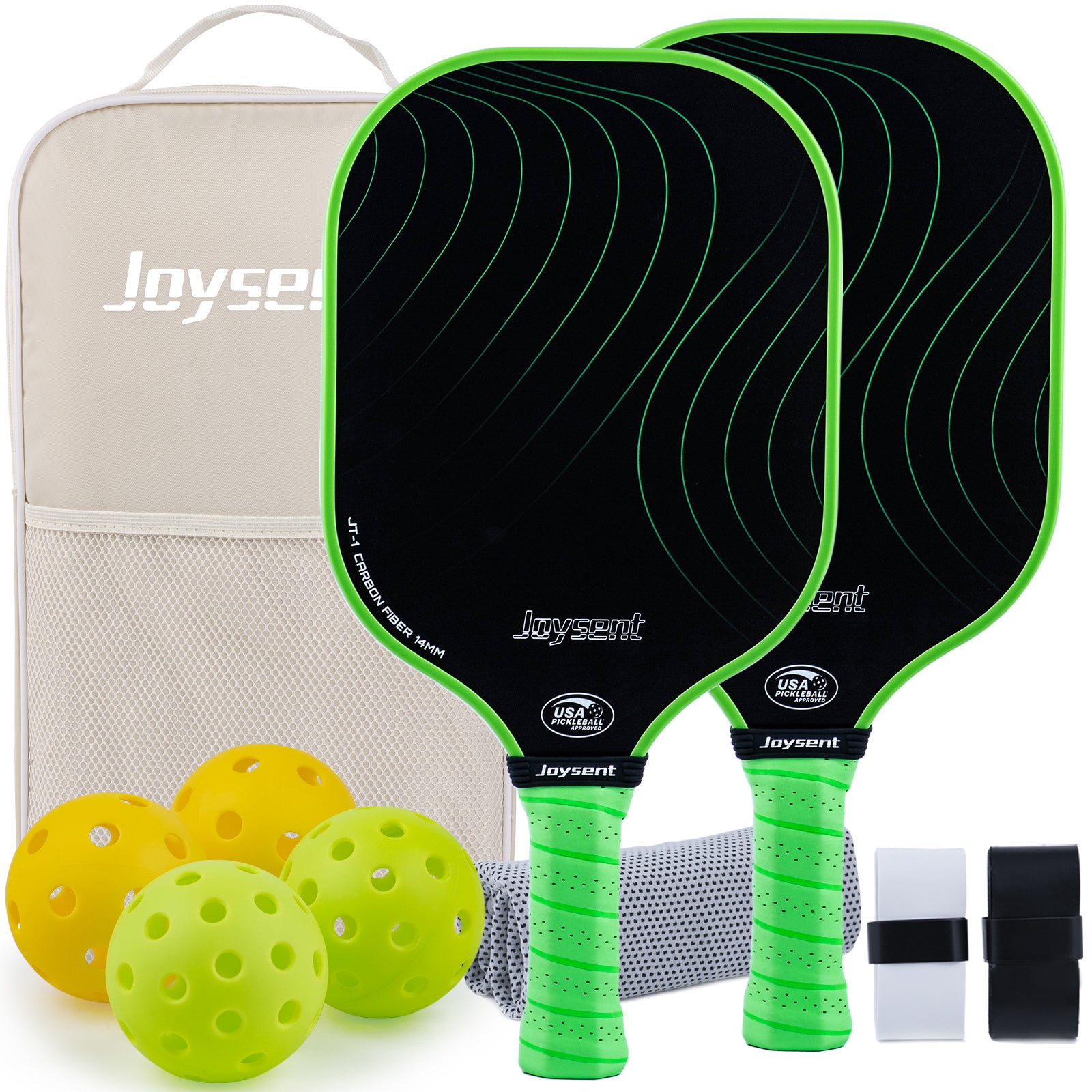 Arcus S1 T300 Carbon Fiber Pickleball Paddle Set 14mm Green