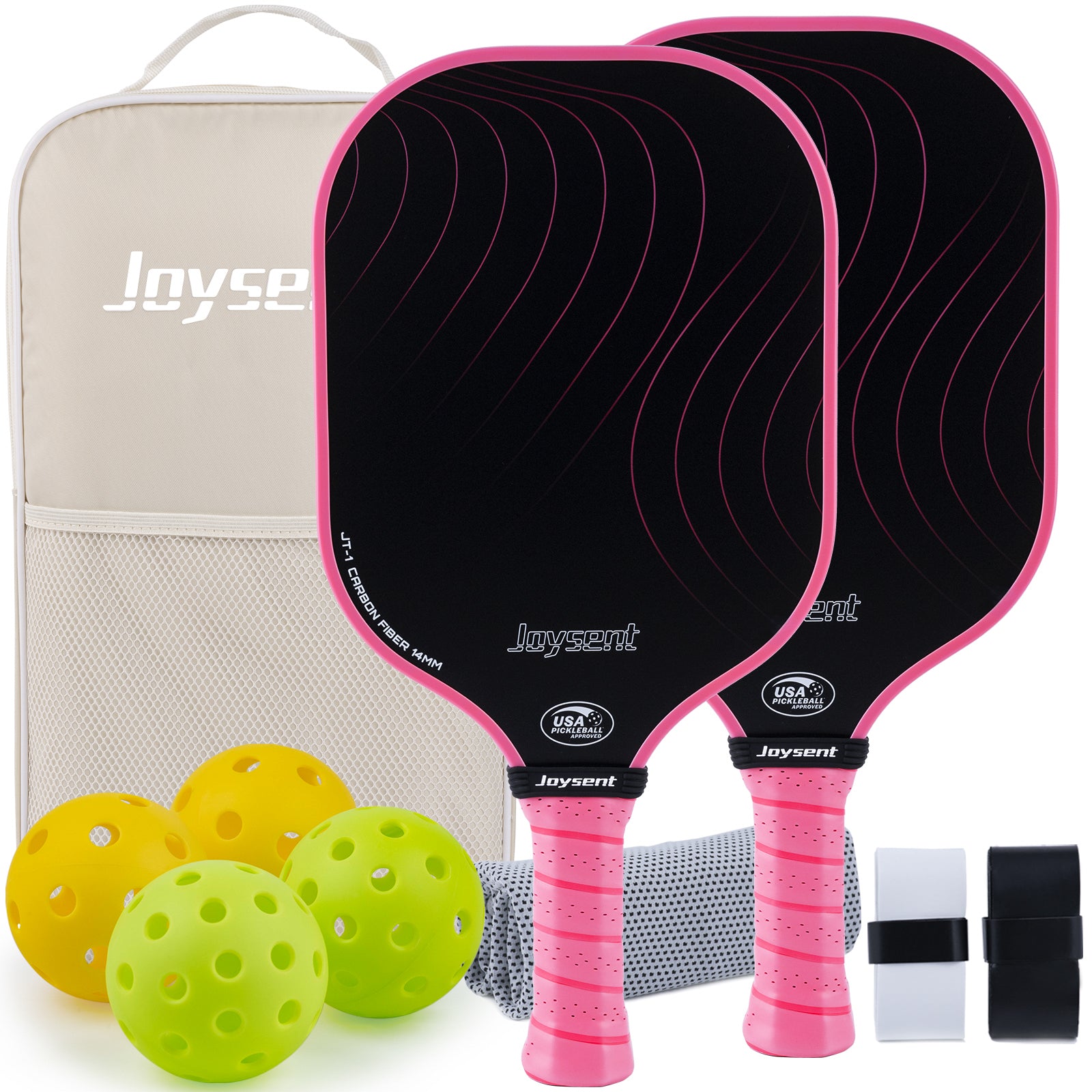 Arcus S1 T300 Carbon Fiber Pickleball Paddle Set 14mm Pink