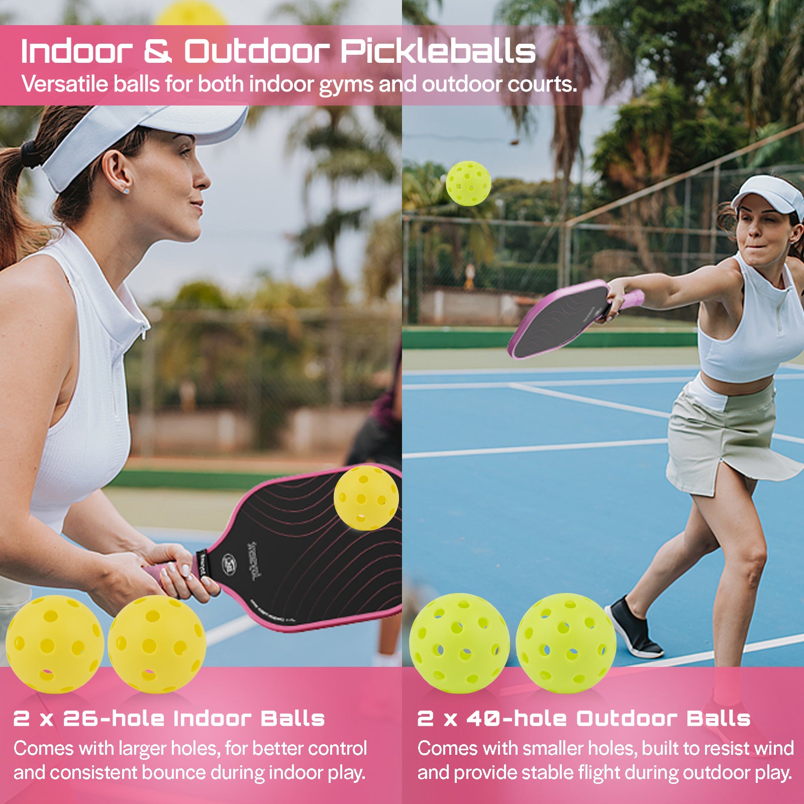 Arcus S1 T300 Carbon Fiber Pickleball Paddle Set 14mm Pink