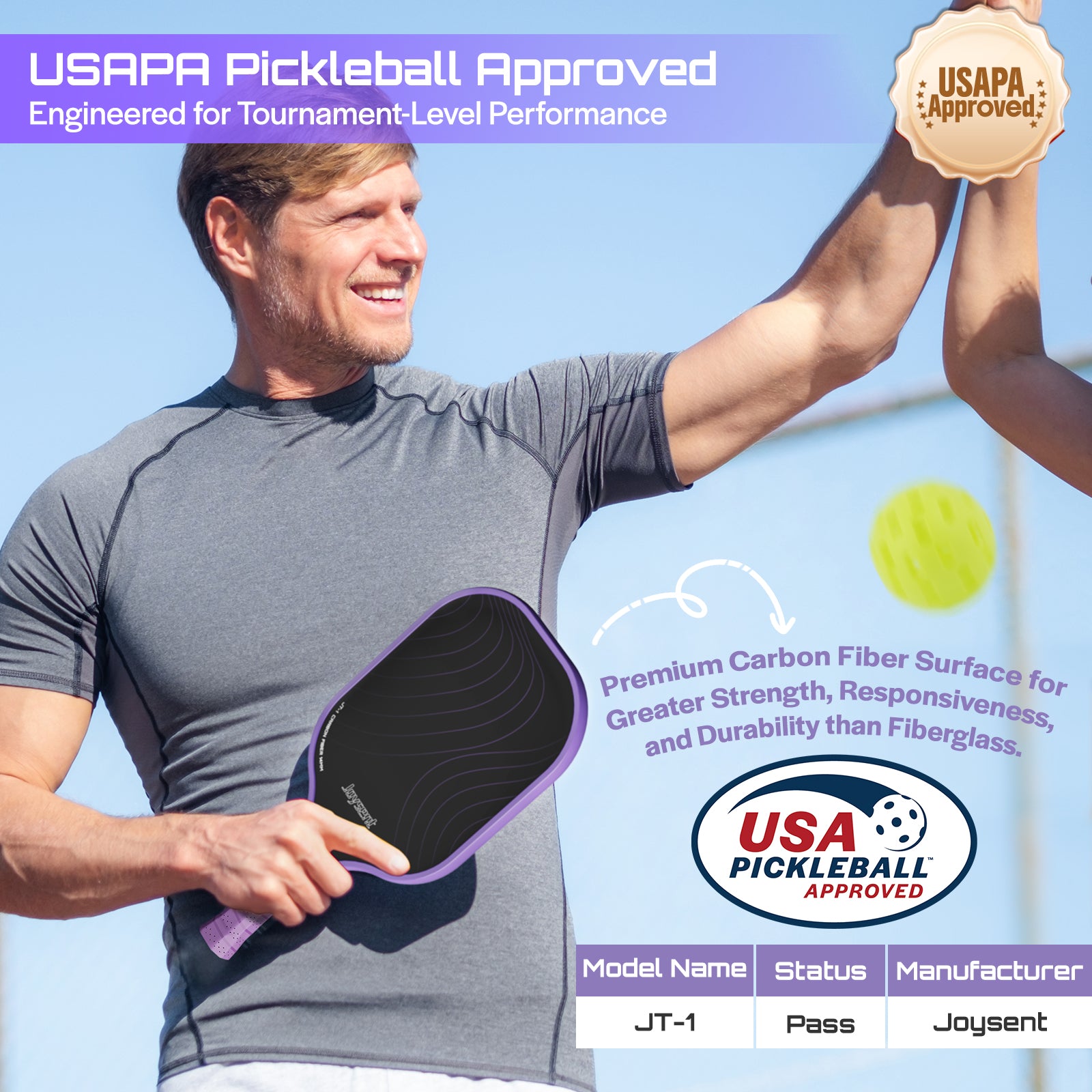 Arcus S1 T300 Carbon Fiber Pickleball Paddle 14mm Purple