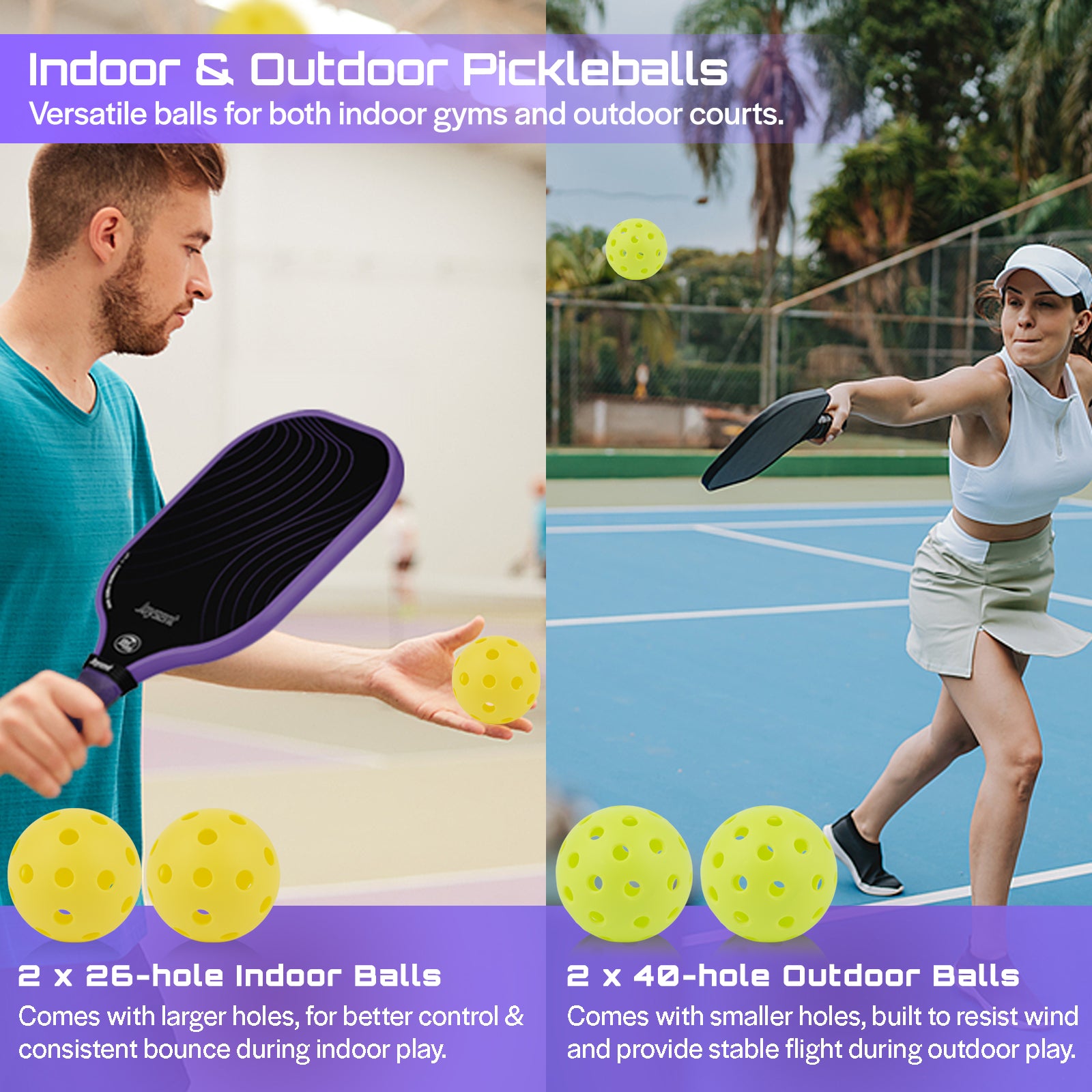 Arcus S1 T300 Carbon Fiber Pickleball Paddle Set 14mm Purple