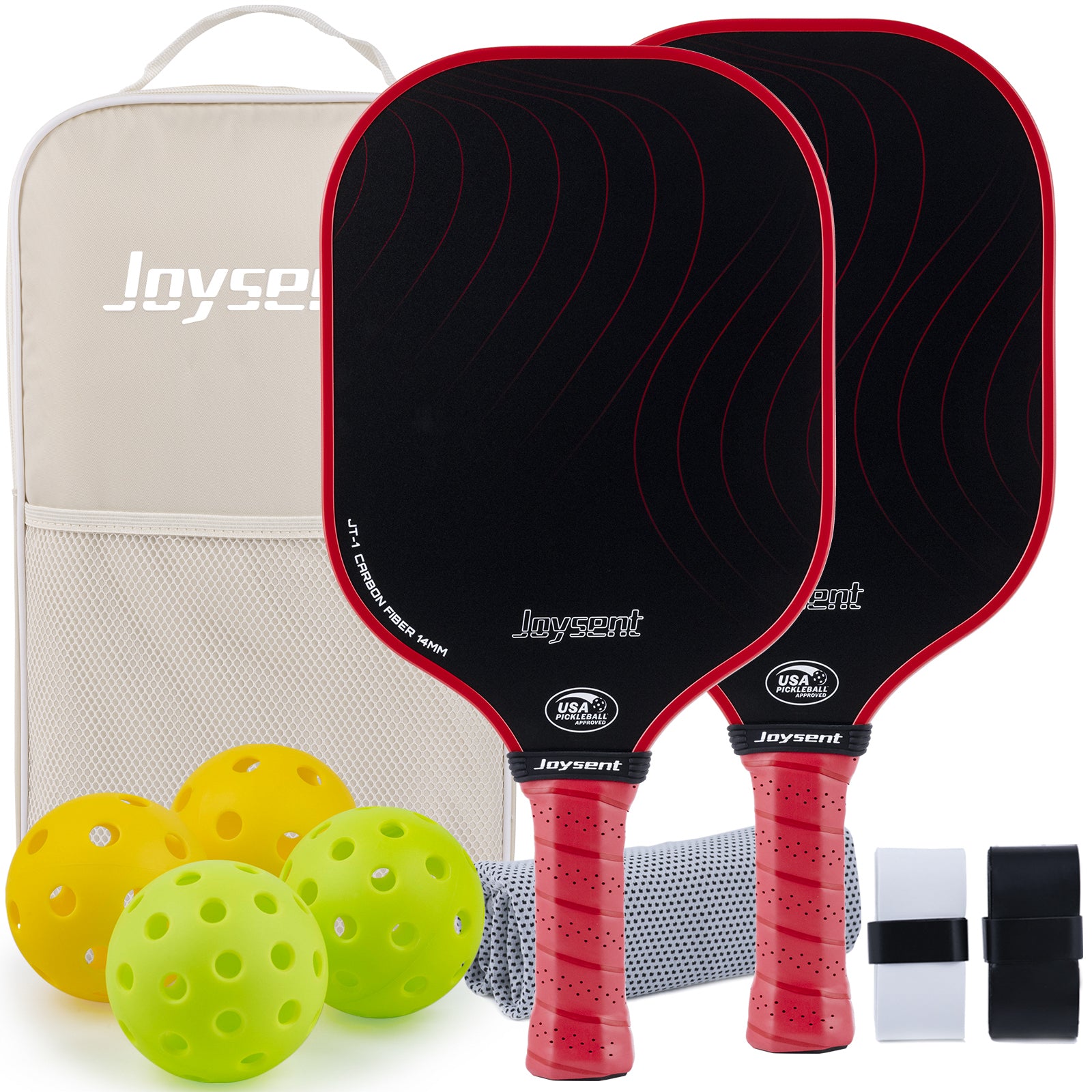 Arcus S1 T300 Carbon Fiber Pickleball Paddle Set 14mm Red