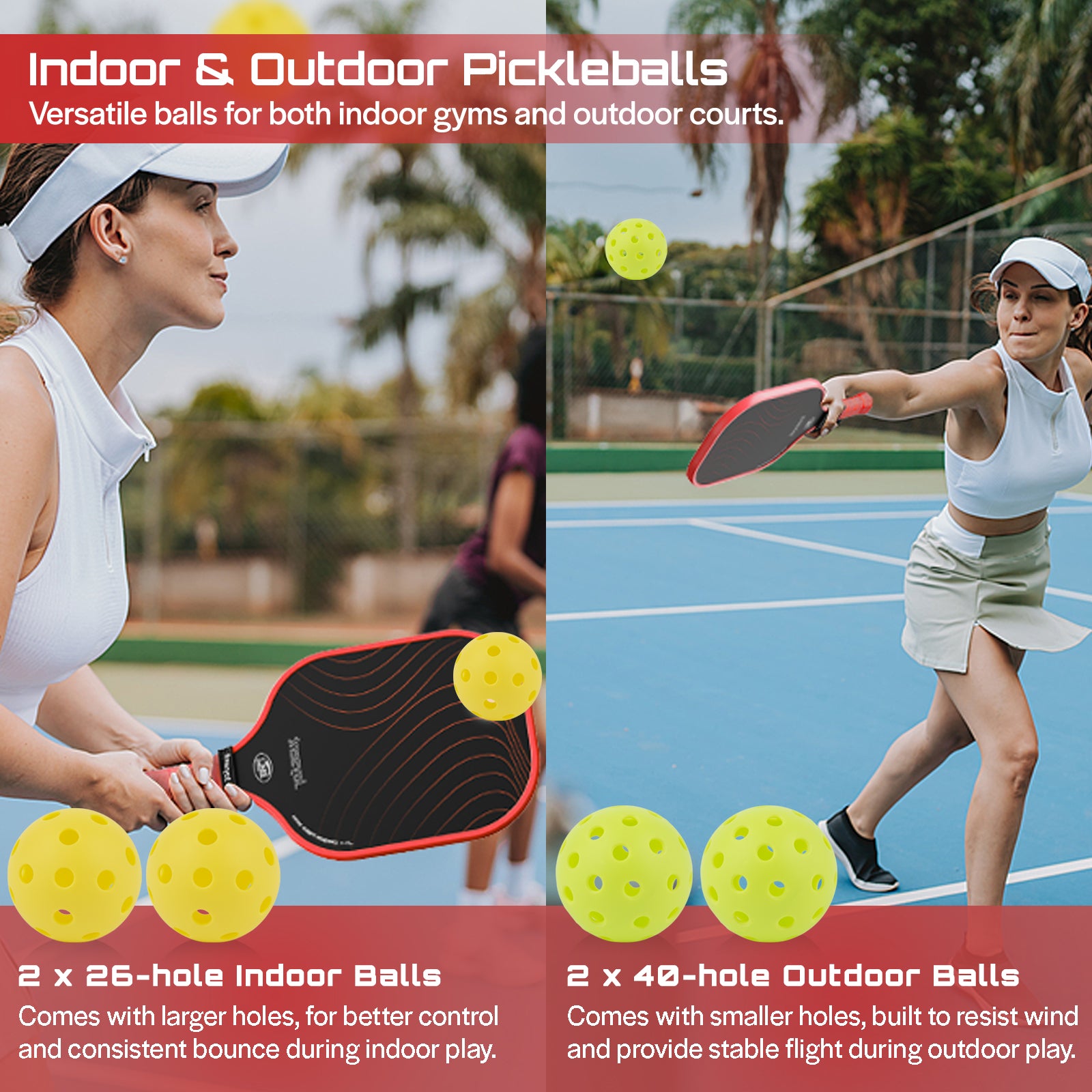Arcus S1 T300 Carbon Fiber Pickleball Paddle Set 14mm Red
