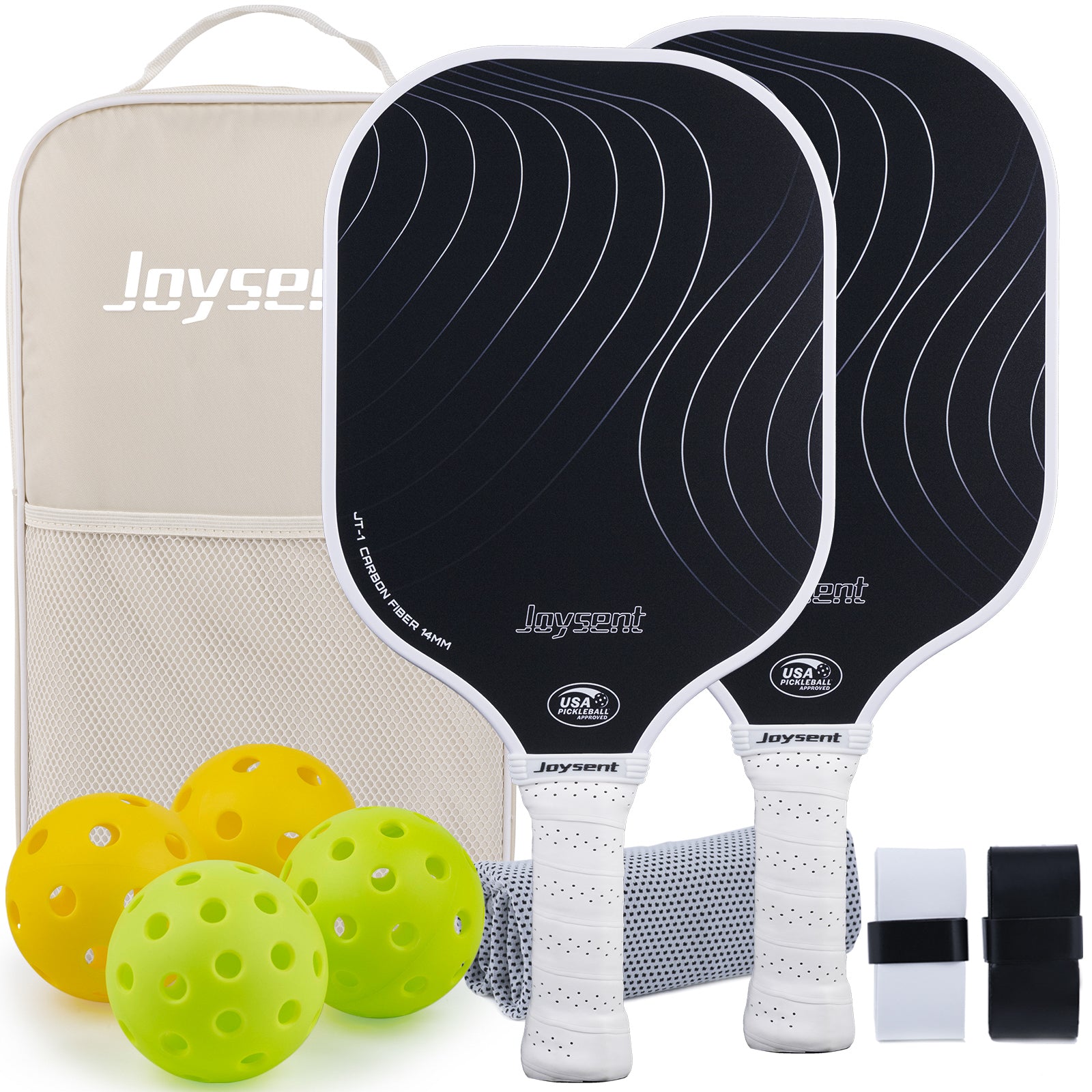 Arcus S1 T300 Carbon Fiber Pickleball Paddle Set 14mm White