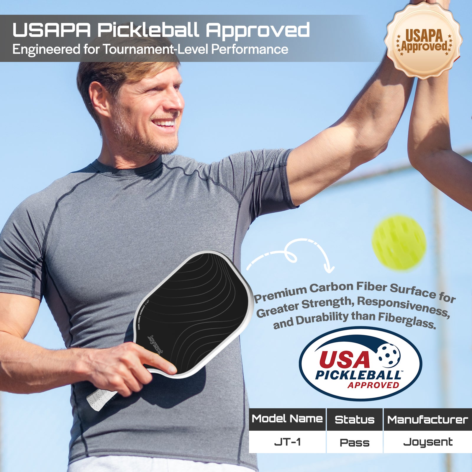 Arcus S1 T300 Carbon Fiber Pickleball Paddle 14mm White