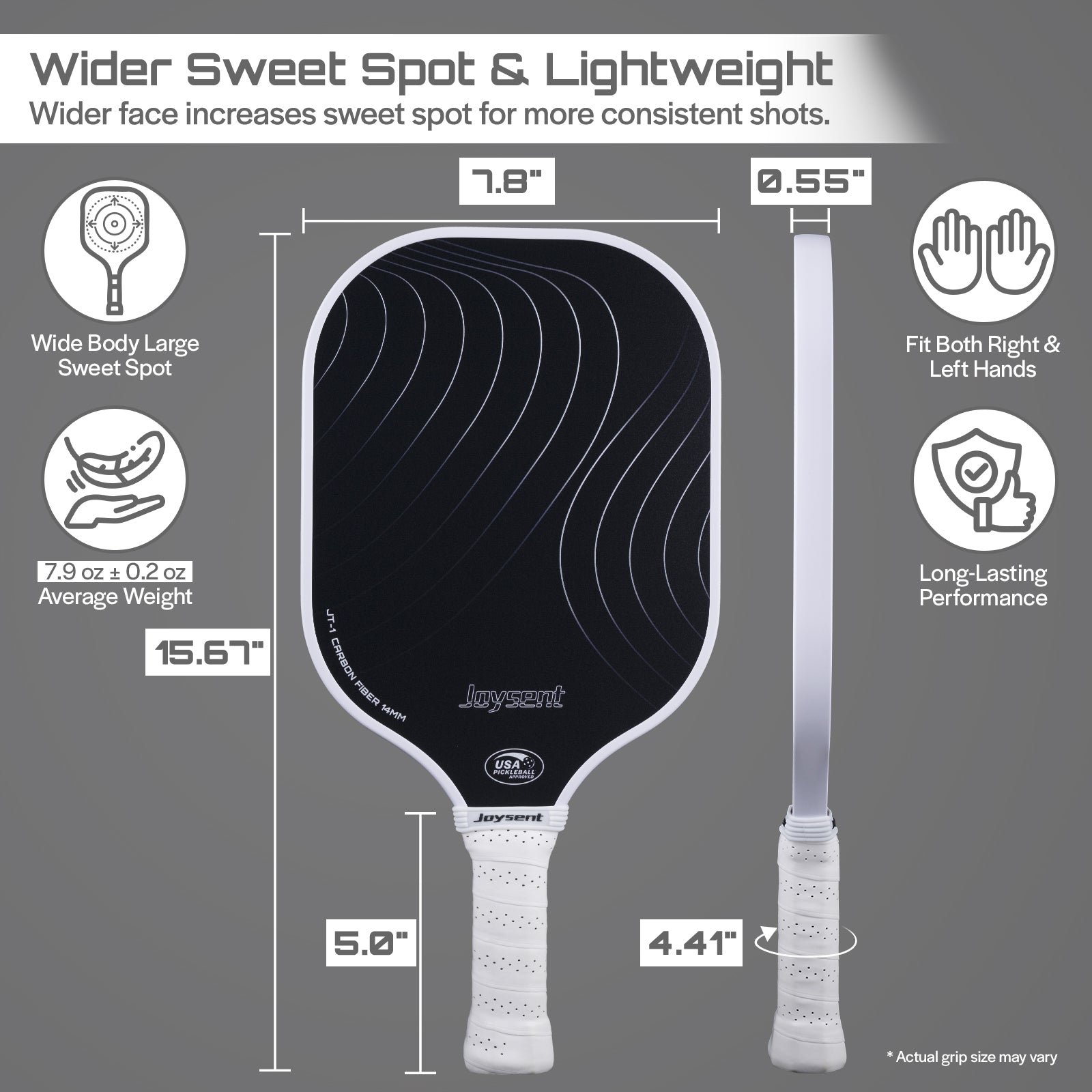 Arcus S1 T300 Carbon Fiber Pickleball Paddle Set 14mm White