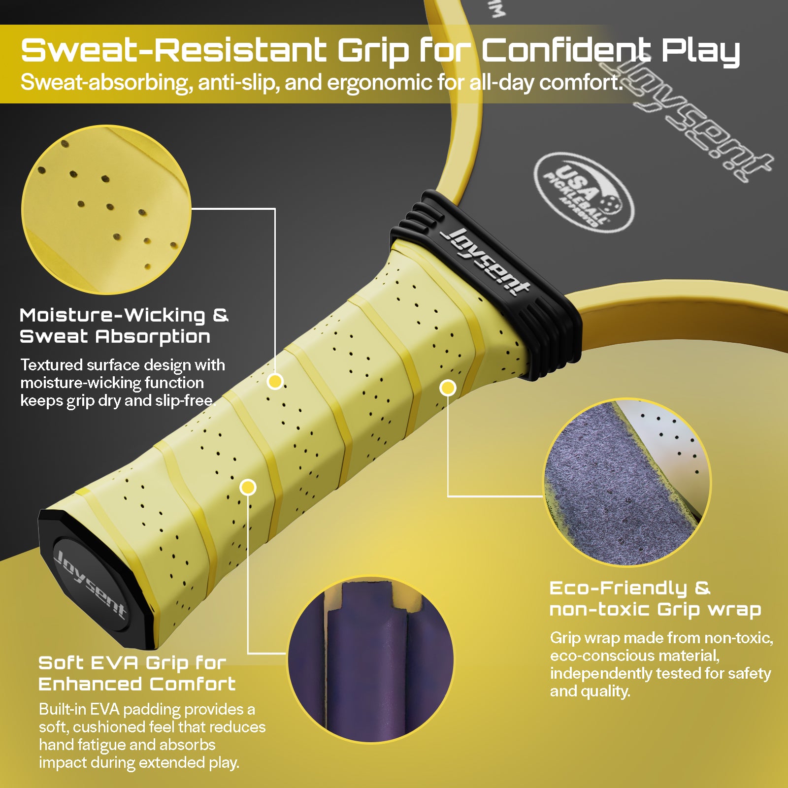 Arcus S1 T300 Carbon Fiber Pickleball Paddle 14mm Yellow