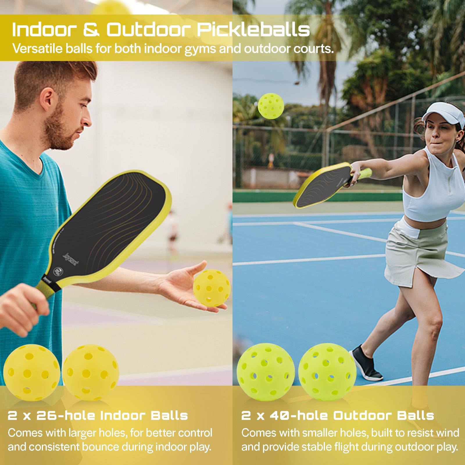 Arcus S1 T300 Carbon Fiber Pickleball Paddle Set 14mm Yellow